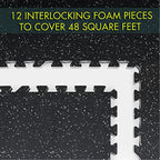 Rubber Top Exercise Puzzle Mat, Grey 1/2-In, 48Sqft