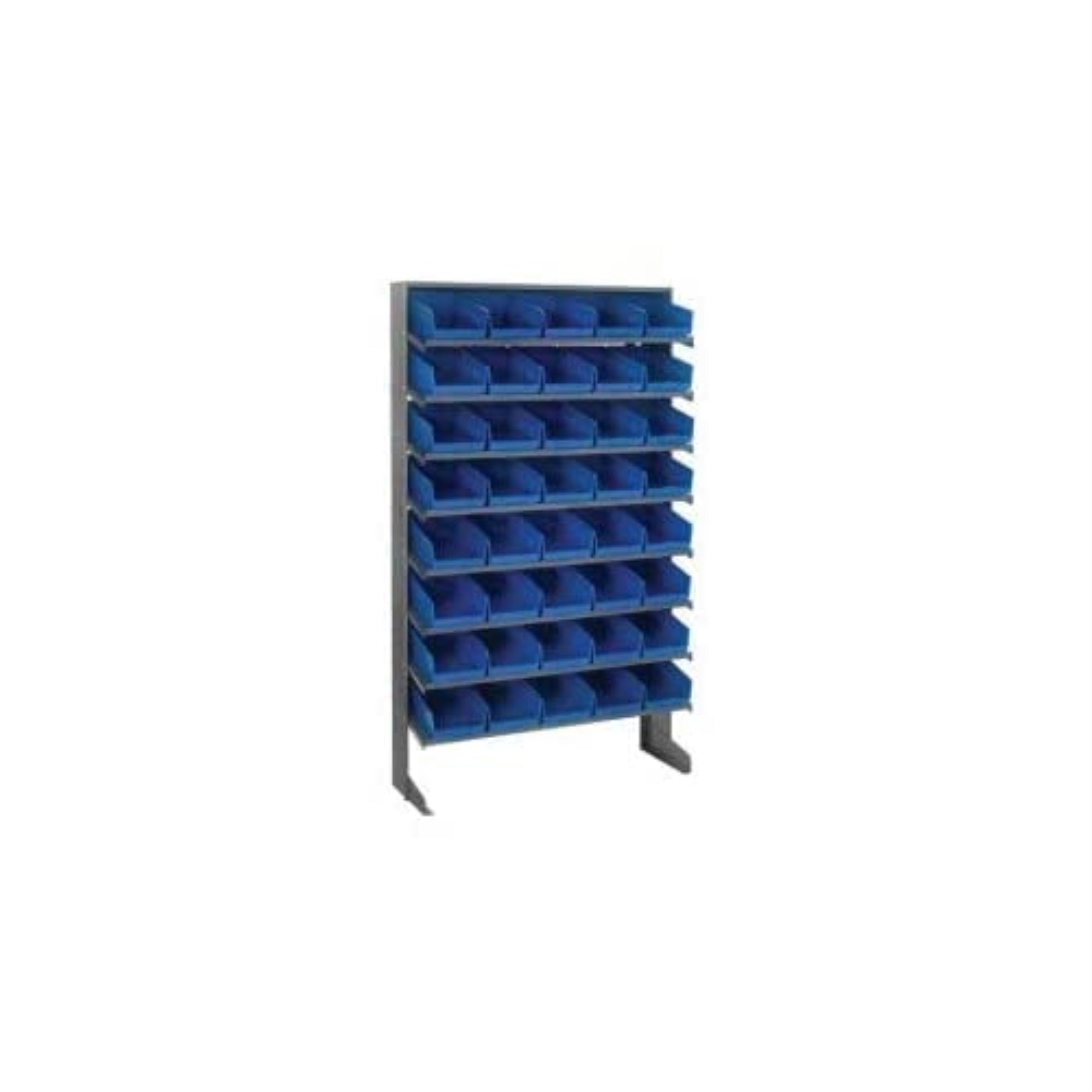 Pick Rack, Slopped, Single Sided, 18D X 36W X 60H, 400 Lbs. Capacity, Includes: (8) Shelves And (40) Qsb104 Blue Bins, Galvanize