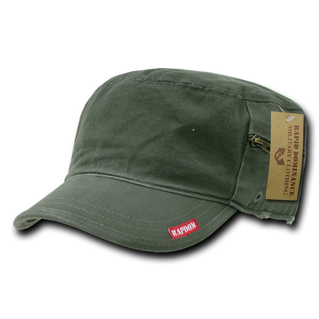 Adjustable Patrol Caps W/ Zipper, Olive