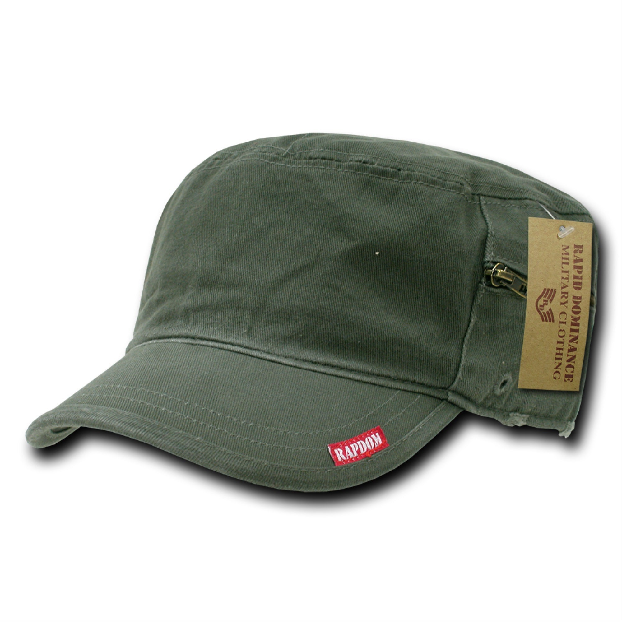 Adjustable Patrol Caps W/ Zipper, Olive