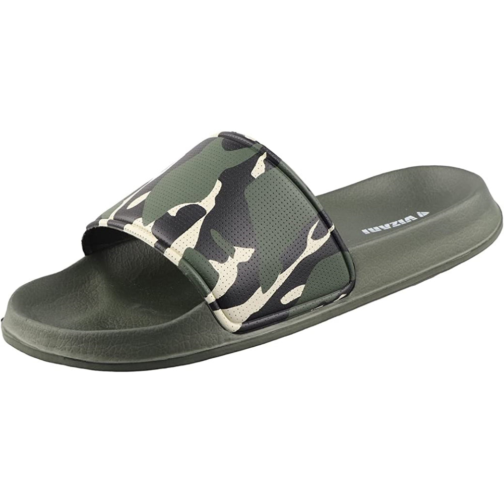 Youth Camo Soccer Slide Sandals - Green Khaki - Vizari Sports