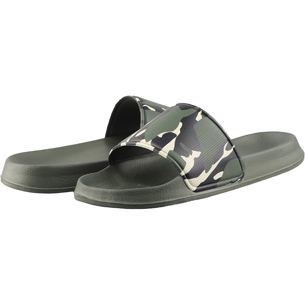 Youth Camo Soccer Slide Sandals - Green Khaki - Vizari Sports