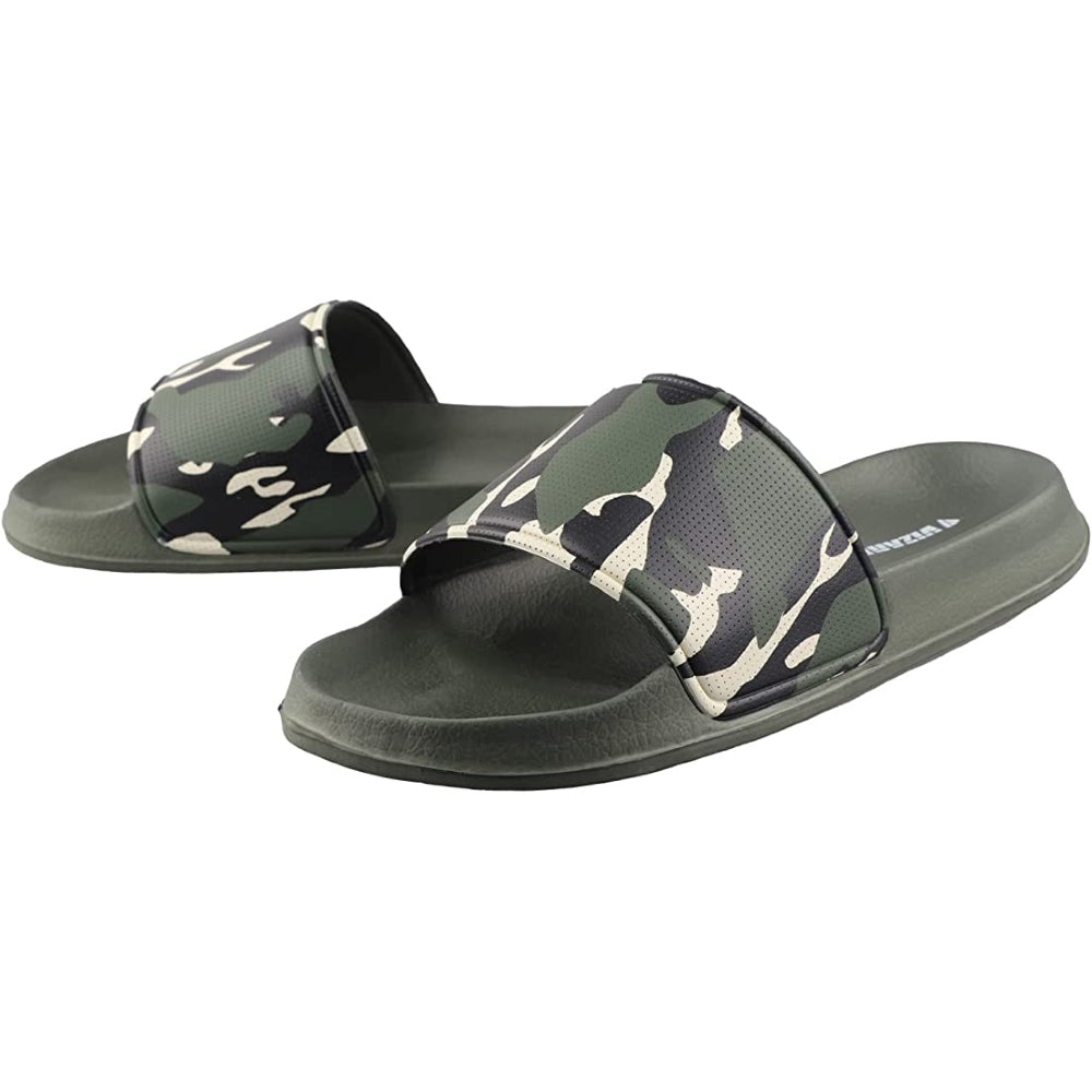 Youth Camo Soccer Slide Sandals - Green Khaki - Vizari Sports