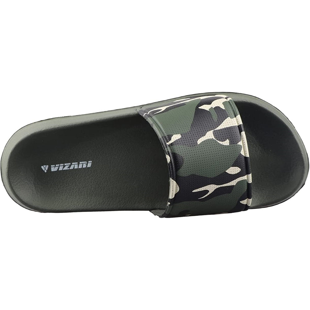 Youth Camo Soccer Slide Sandals - Green Khaki - Vizari Sports