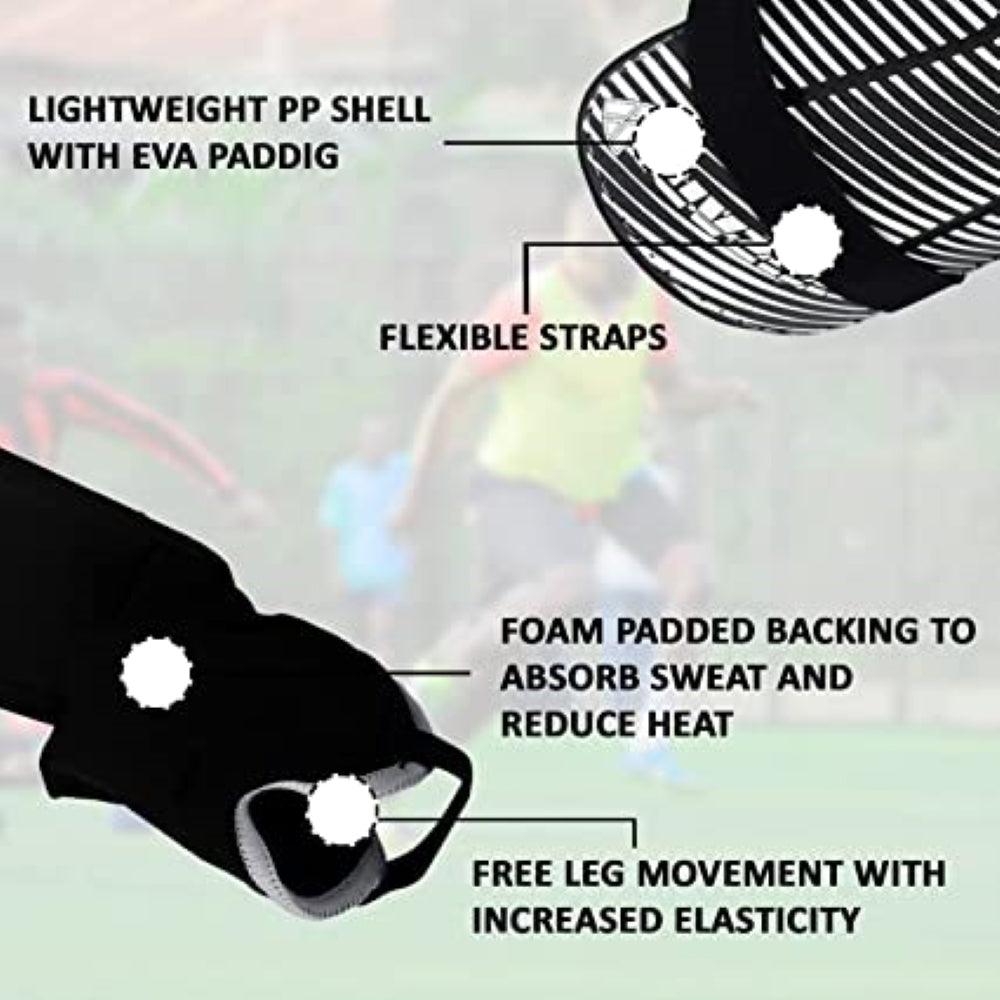 Vizari Matera Soccer Ankle Protection Shin Guard with Ankle Protection – Black/White