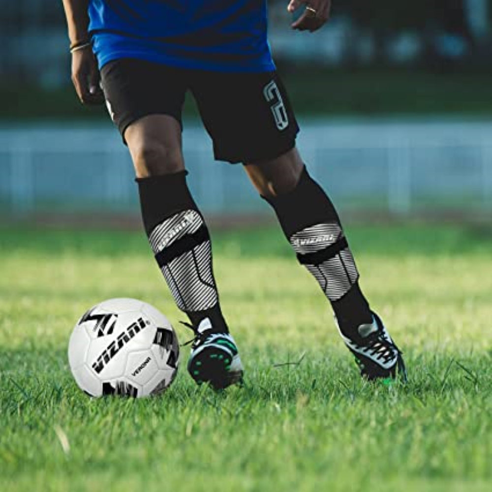 Vizari Matera Soccer Ankle Protection Shin Guard with Ankle Protection – Black/White
