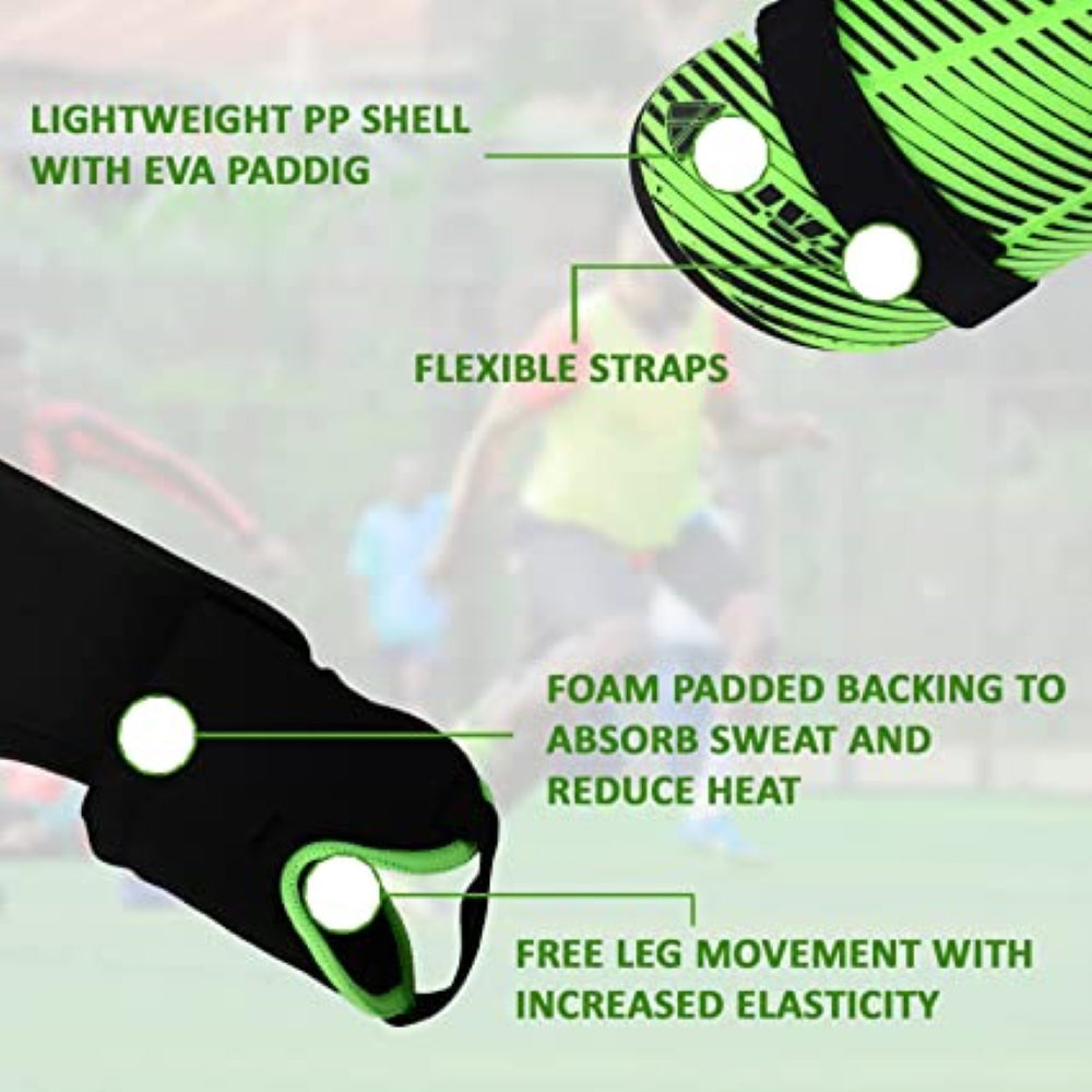 Vizari Matera Soccer Ankle Protection Shin Guard with Ankle Protection – Green/Black