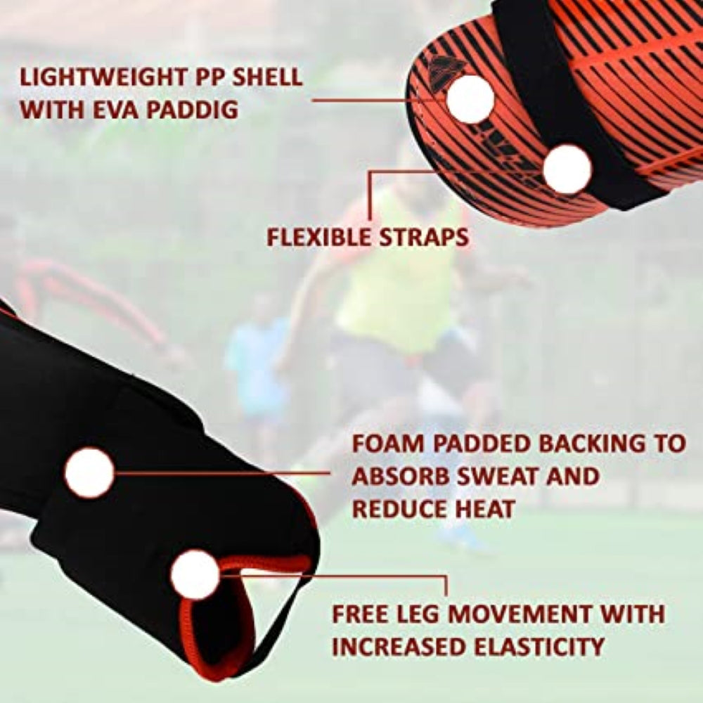 Vizari Matera Soccer Ankle Protection Shin Guard with Ankle Protection – Red/Black
