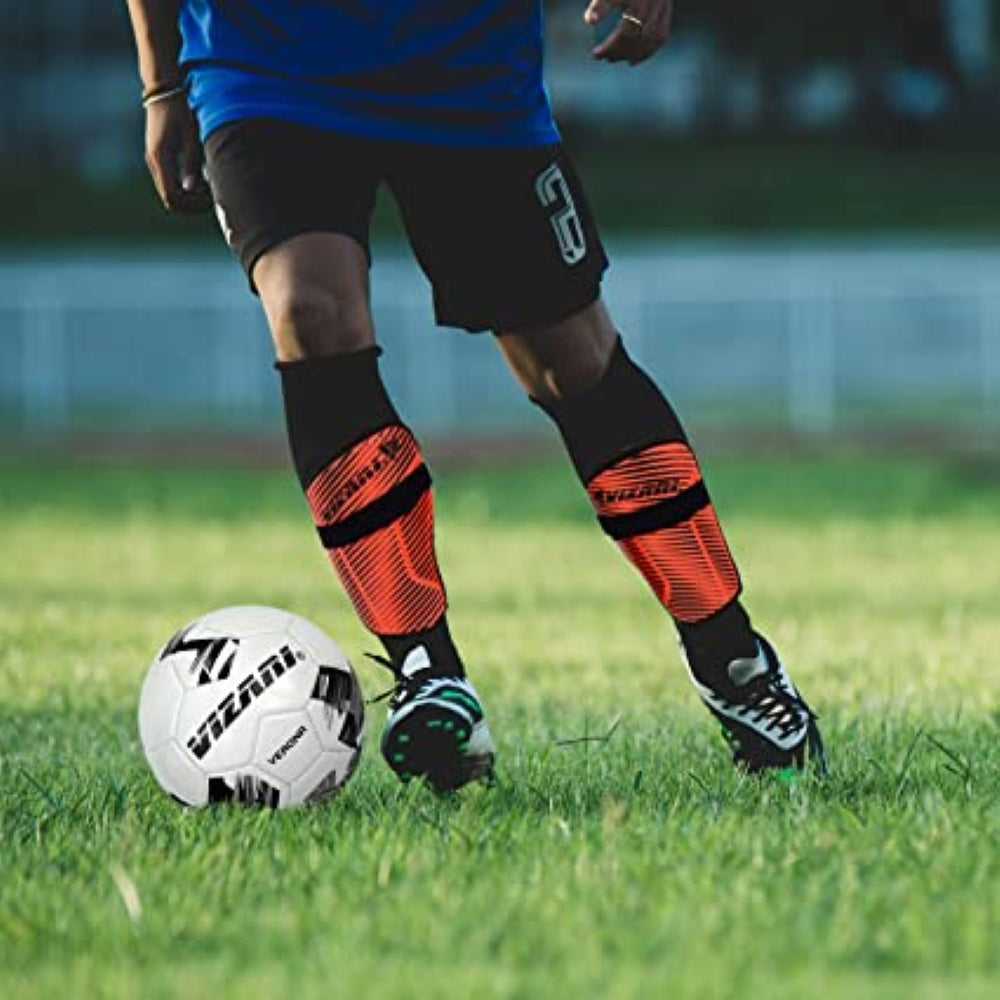 Vizari Matera Soccer Ankle Protection Shin Guard with Ankle Protection – Red/Black