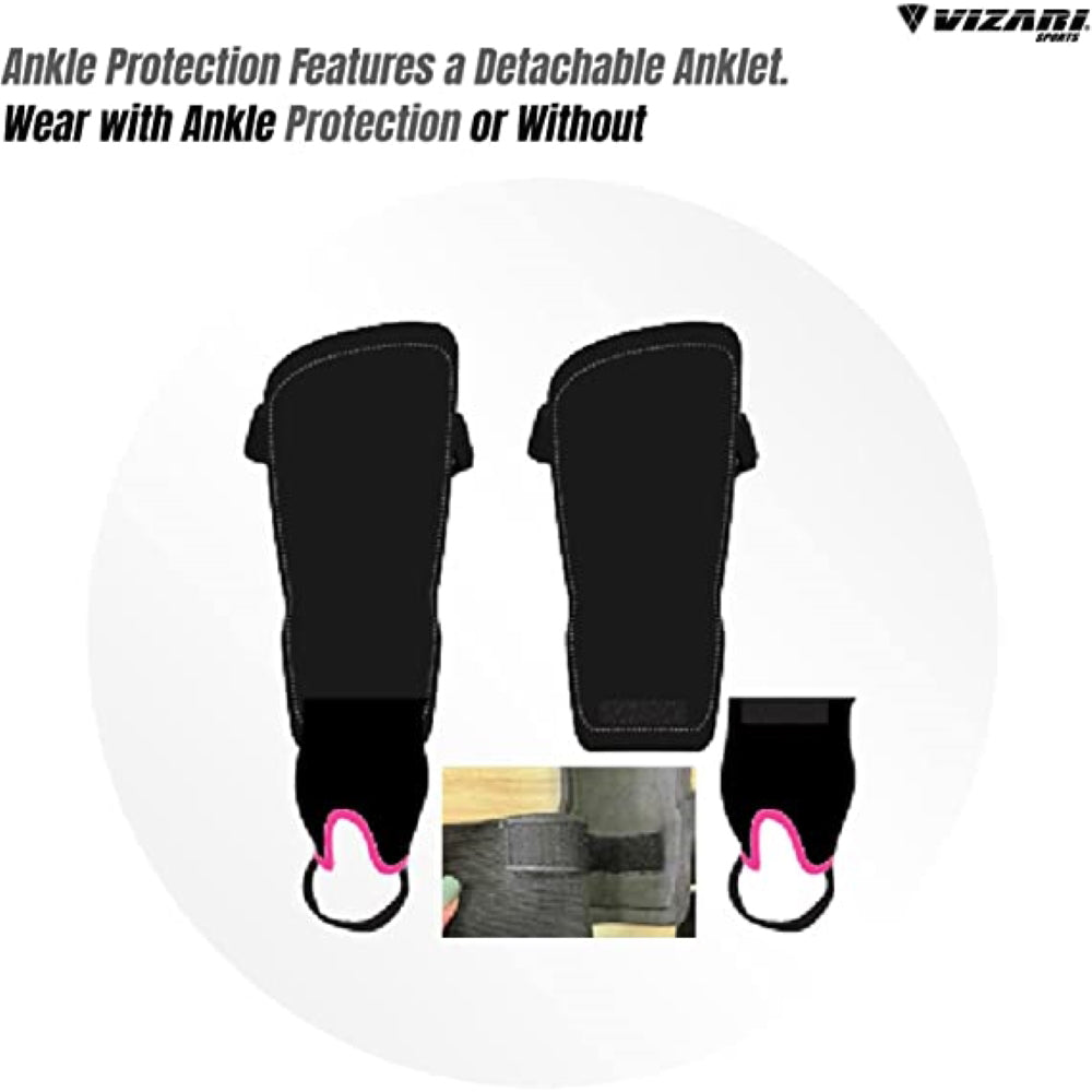 Zodiac Soccer Shin Guard with Detachable Ankle Protection-Black - Vizari Sports