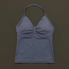 NCOYOE Women Gym Tank Top Sports V Neck Seamless Slim Fit Longline Yoga Top Running Fitness Workout Activewear Top