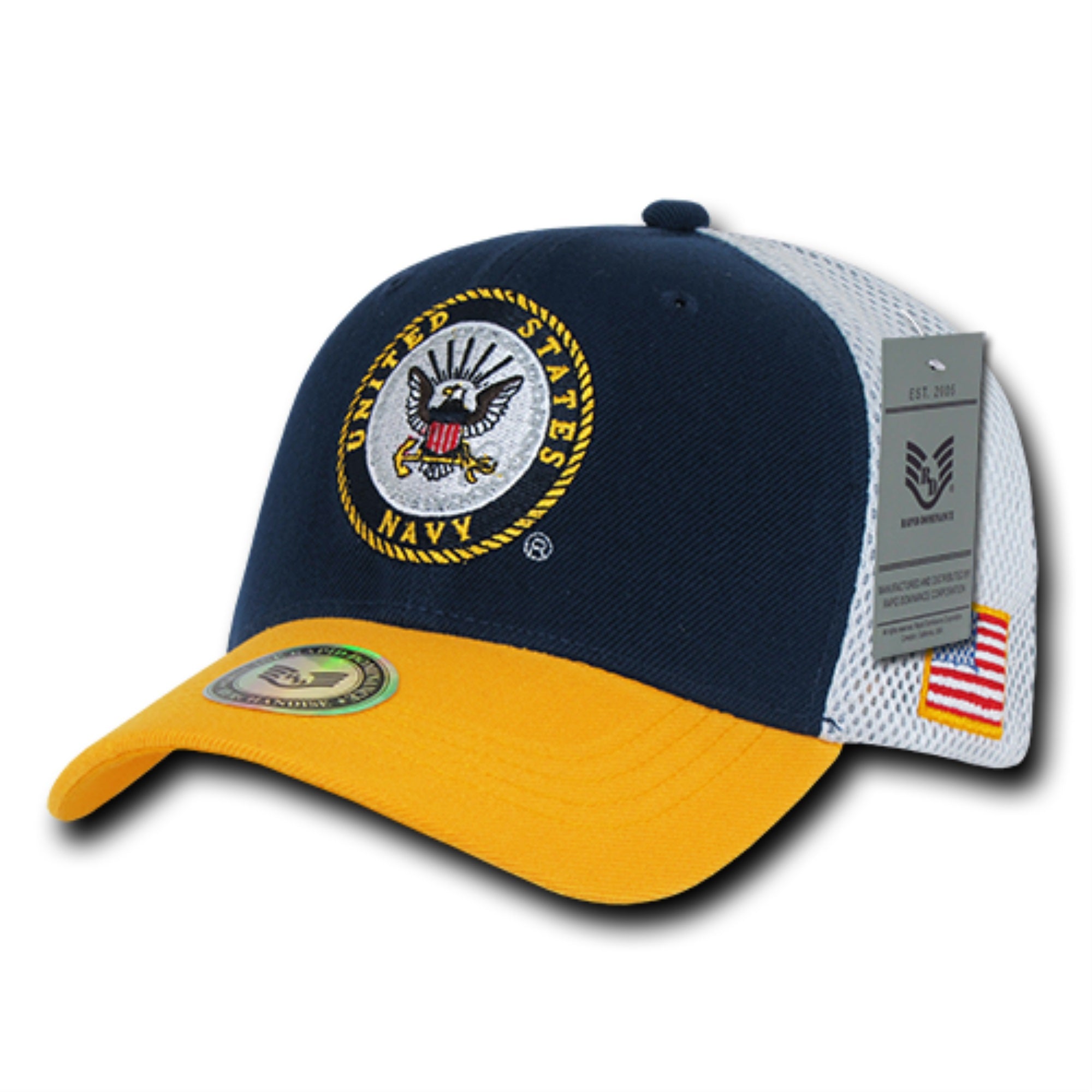 Deluxe Mesh Military Caps, Navy, Nvygold