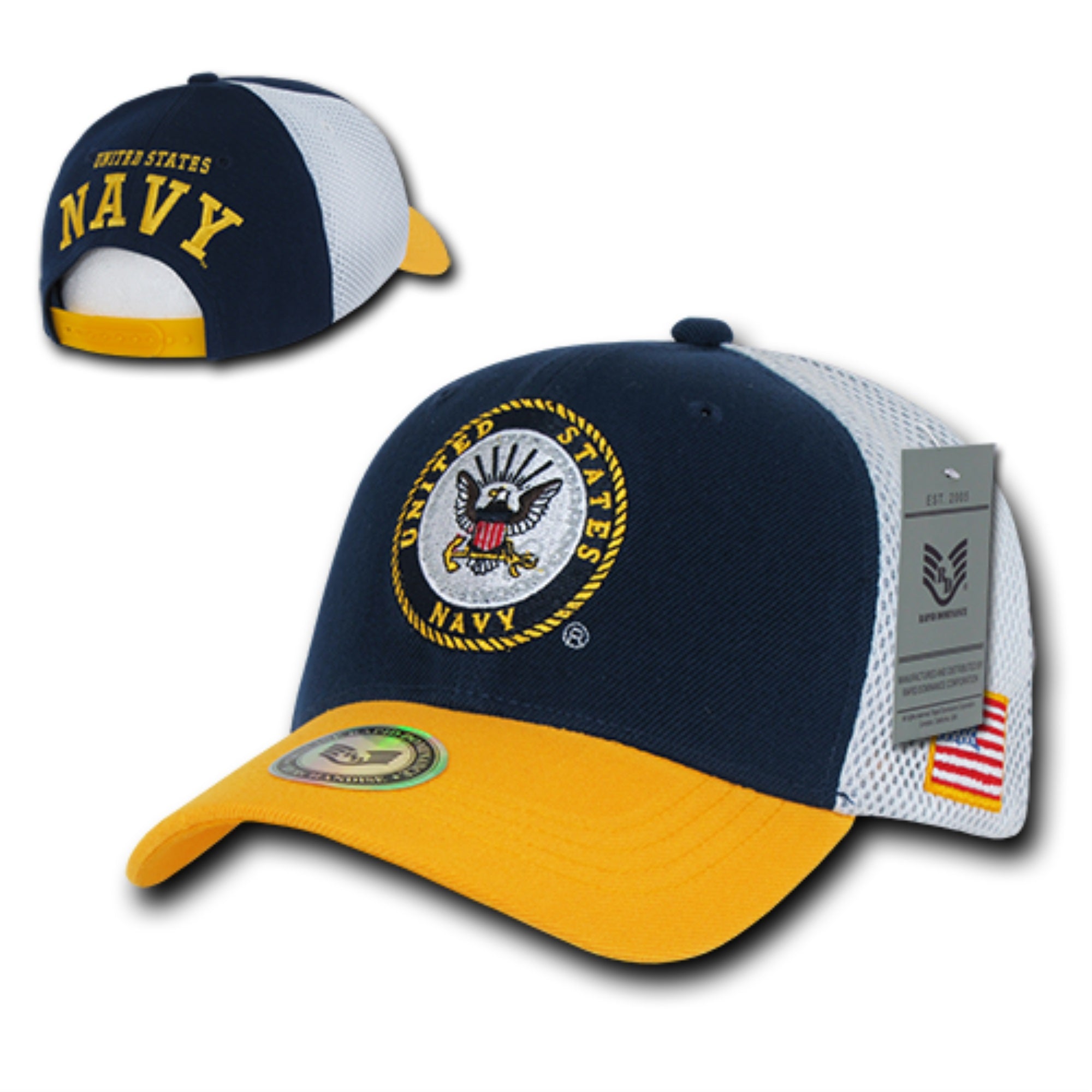 Deluxe Mesh Military Caps, Navy, Nvygold