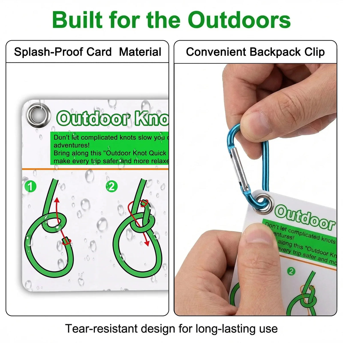 Includes 27 Rope Knots Rock Climbing Knot Cards,with Mini Carabiner to Clipping,Waterproof Knot Tying Cards Ultimate Knot Guides