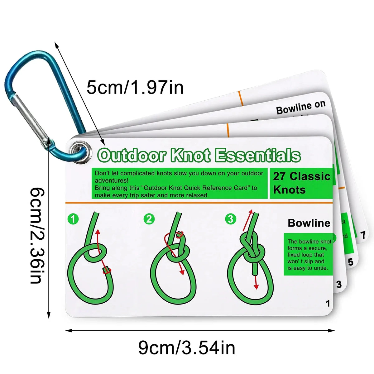 Includes 27 Rope Knots Rock Climbing Knot Cards,with Mini Carabiner to Clipping,Waterproof Knot Tying Cards Ultimate Knot Guides