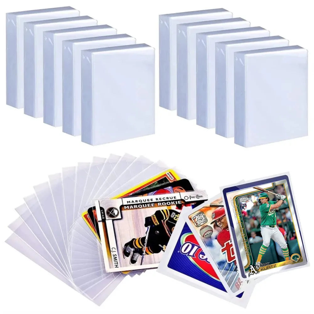 500 Counts Clear Soft Card Sleeves 2.5" x 3.5" Trading Collect Sleeve Fit For Photo Standard Baseball Football Sports Game Cards