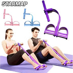 4‑Tube Pedal Tension Rope Multi‑Functional Household Fitness Elastic Band for Yoga Abdominal Body Exercise