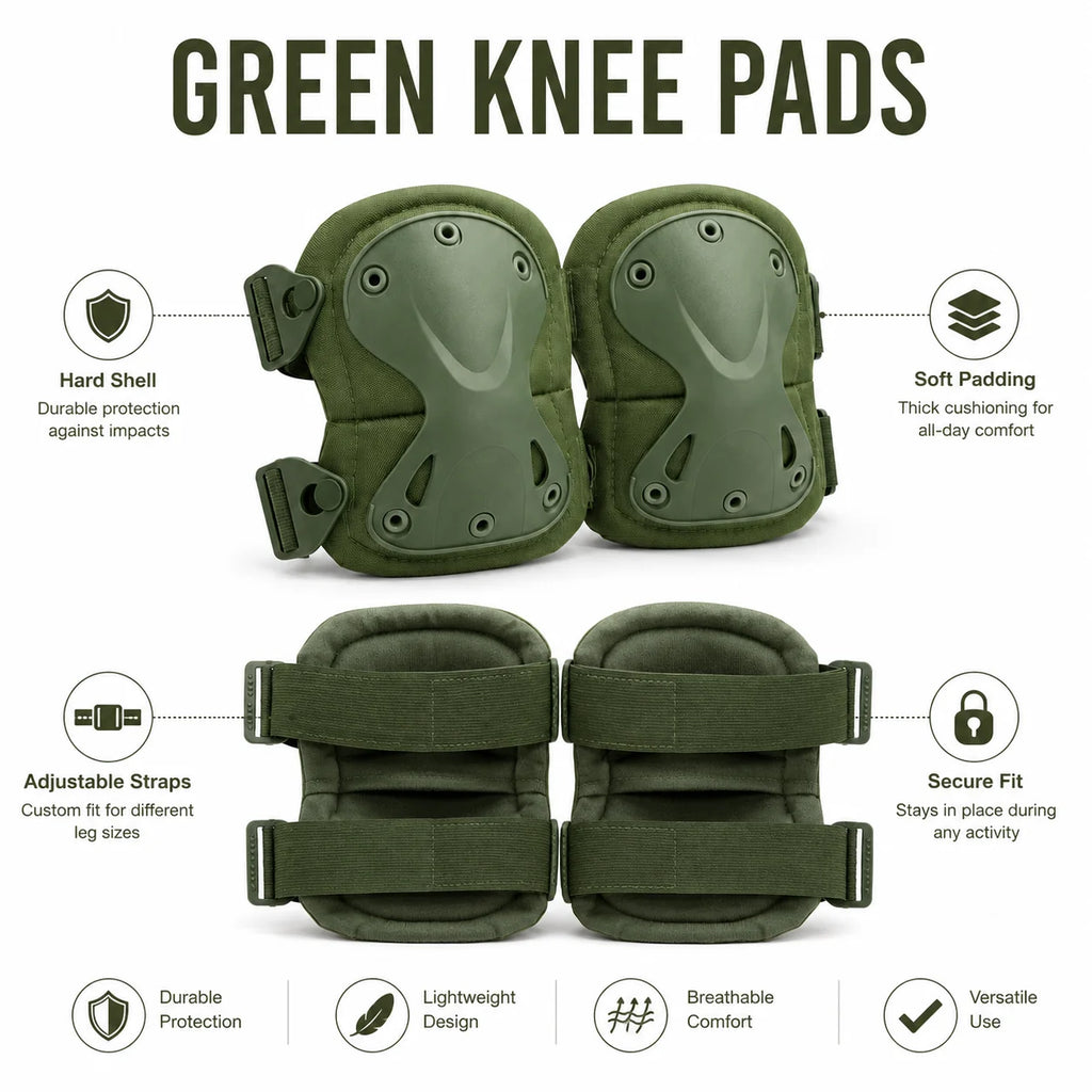 2Pcs Protective Pads Set Knee Elbow Pads Adjustable Straps Hard Shell for Skating Cycling Scooter Outdoor Sports Safety Gear Kit
