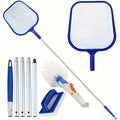 Pool Cleaning Kit ,5-Section Aluminum Pole with Leaf Skimmer & Pool Brush,Perfect for Above Ground Pools, Spas, Hot Tub