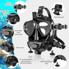Diving Mask Full Face Snorkel Mask,180 Panoramic View Dry Top System Soft Silicone Adjustable Head Straps Comfortable Breathing Design Anti Leak With Drain Valve Max 98 Feet Deep For Adult Snorkeling Scuba Diving