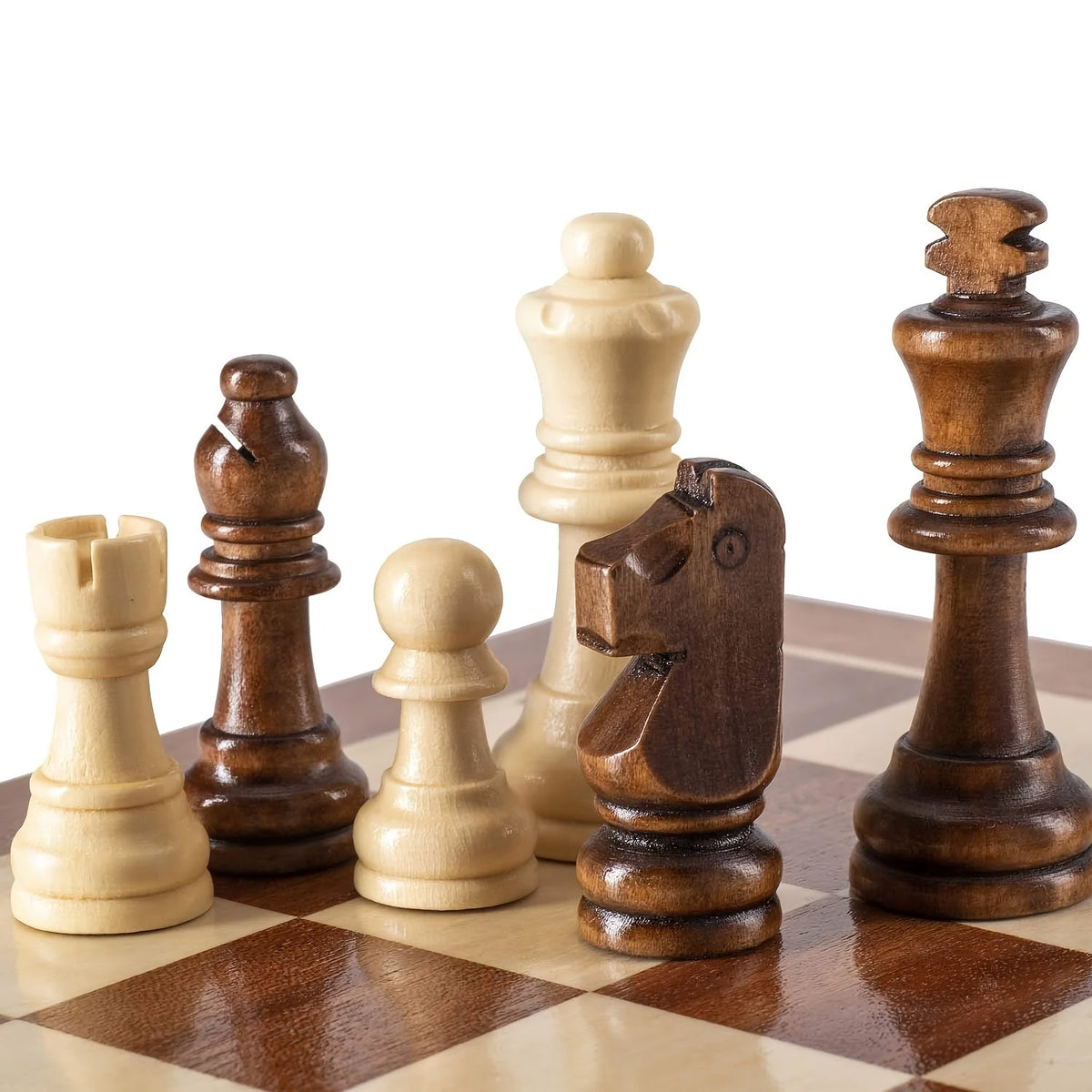 32 Pieses Wooden Chess Standard Tournamen Staunton Wood Chessmen 8cm King Height，Chess Pieces Only No Board