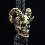 Portable Punk Style Goat Horn Skull Head Beads Camping EDC Paracord Accessories Brass DIY Woven Lanyard Pendants Travel