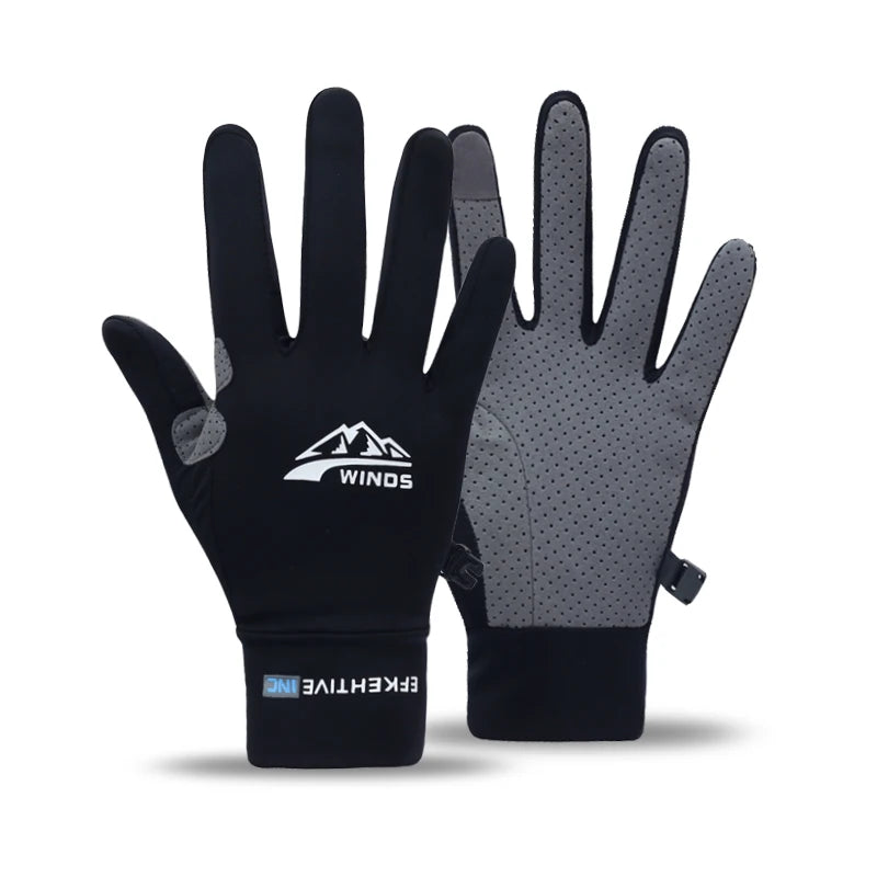 Men's Lightweight Summer Ice Silk Full-Finger Quick-Dry Touchscreen Sports Fishing Sun Protection Driving Cycling Gloves for Wom