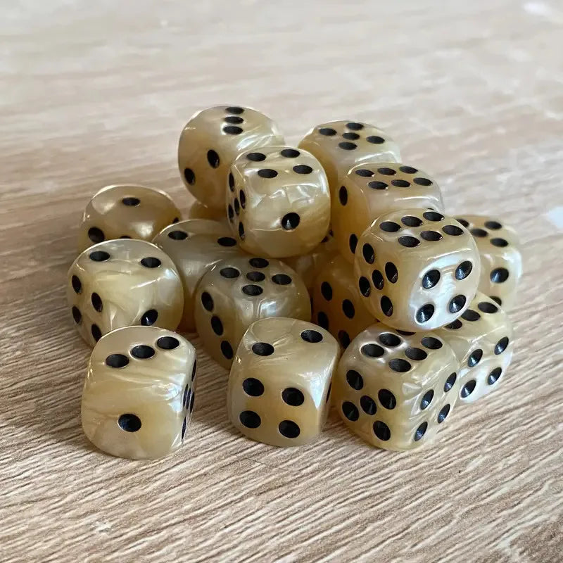 10Pcs/set Cross Border Source of 12mm Dice, Rounded Corners, Pearl Pattern, Shell Color Board Game Accessories
