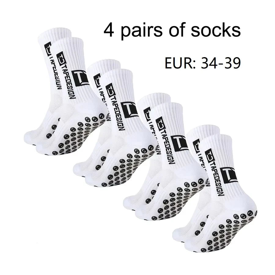 1/4/6 Pairs of Size 36-40 Children's and Women TC Mid Tube Glued Football Non Slip Socks for Sports Training and Competition