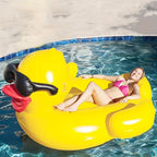 Enormous Inflatable Glasses Yellow Duck Pool Float, Heavy Duty Anti-Rollover Floatie for Adults, Large Pool Floats for Summer Pool Party Lake Beach Travel