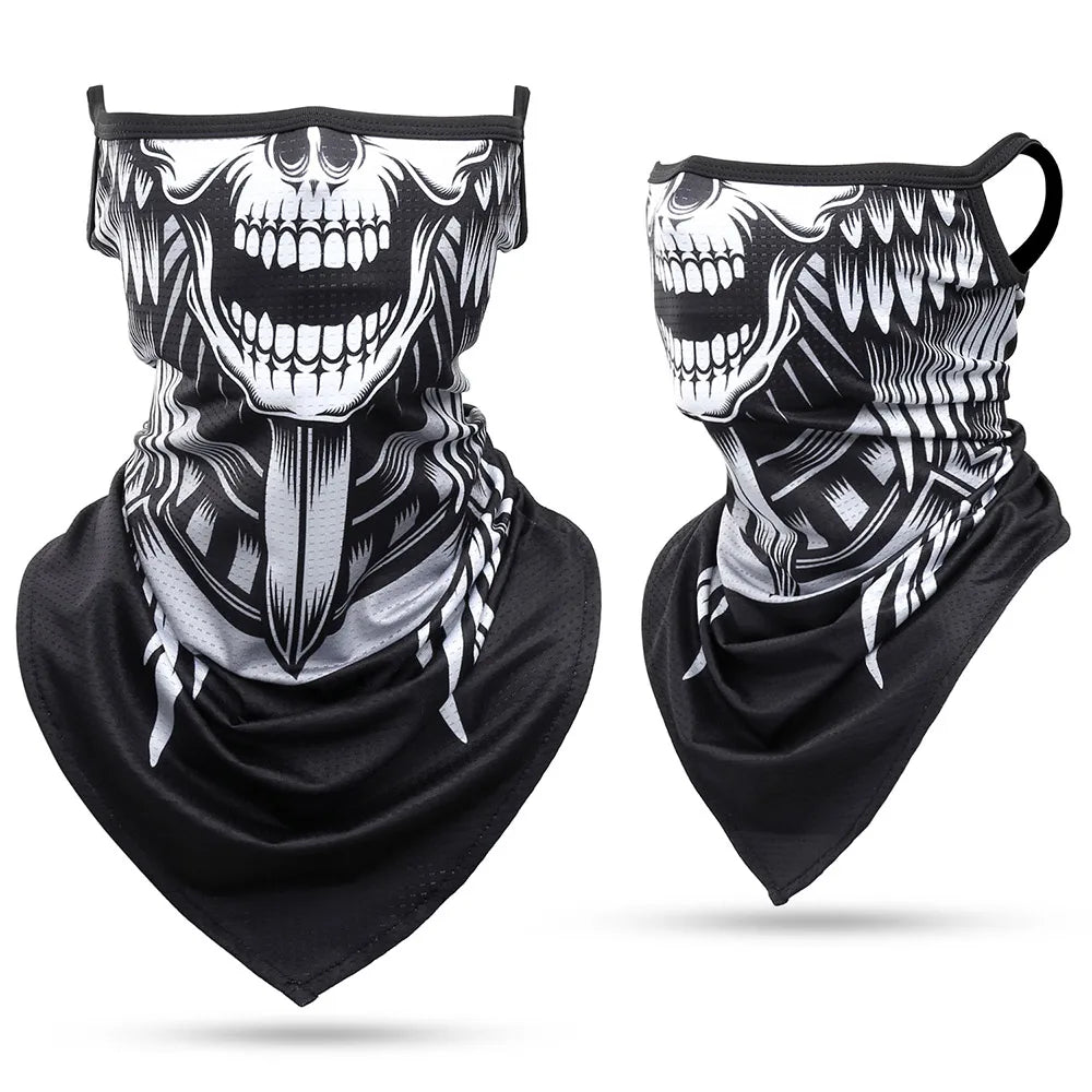 3D Skull Summer Bandana Hanging Ear Triangle Scarf Cycling Hiking Hunting Fishing Sports Bicycle Face Mask Neck Gaiter Men Women