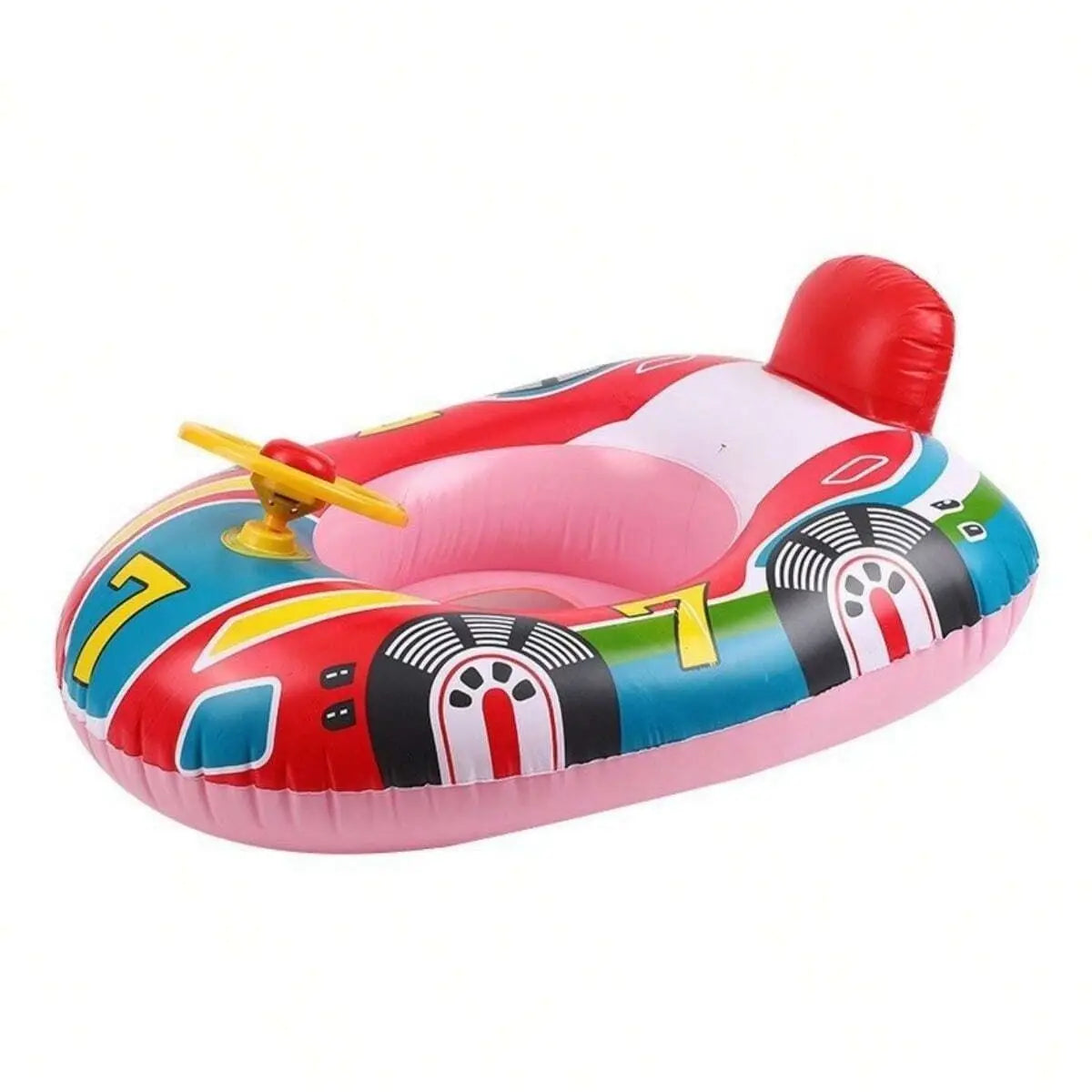 Baby swimming pool float vehicle - inflatable summer beach float for children and toddlers - with handle and safety features