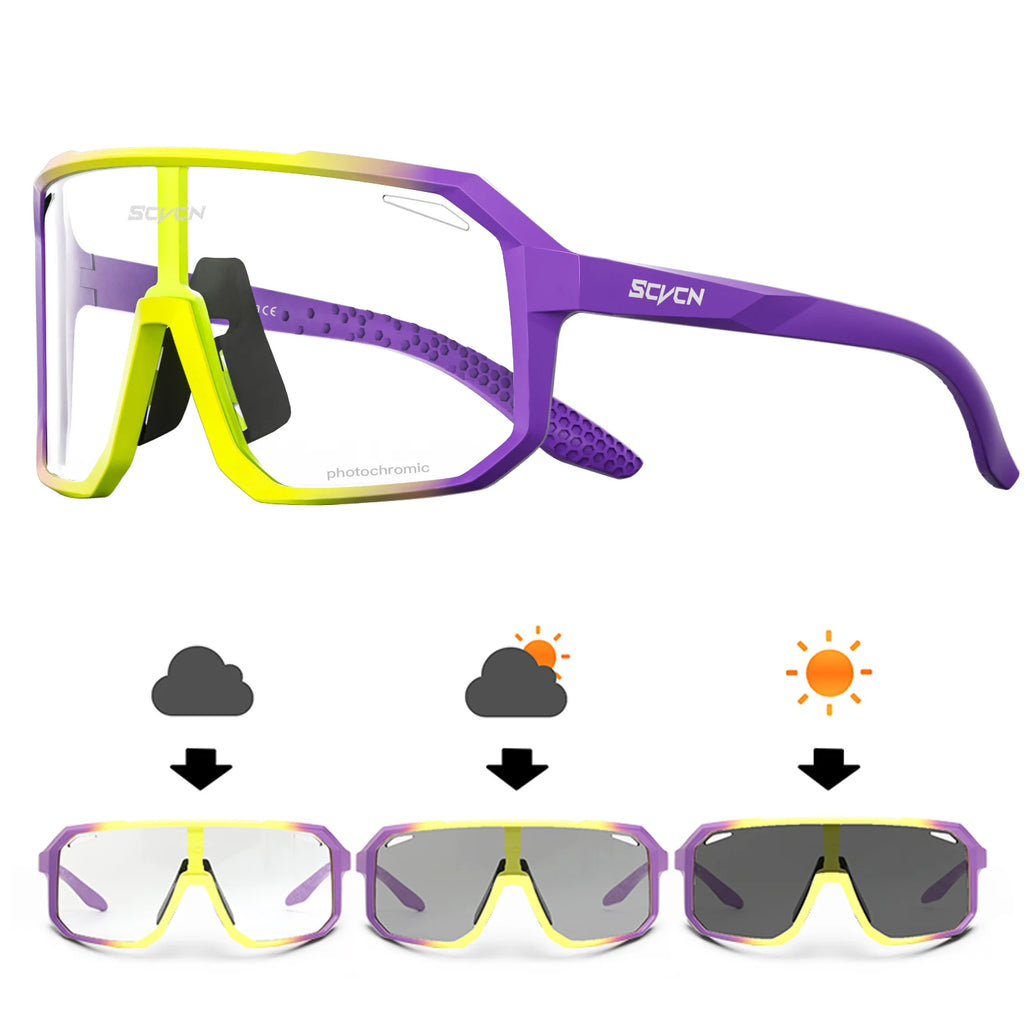 SCVCN Outdoor Cycling Photochromic Sunglasses Men MTB Bike Glasses  Sports Mountain Climbing Women Bicycle Cycling UV400 Goggles