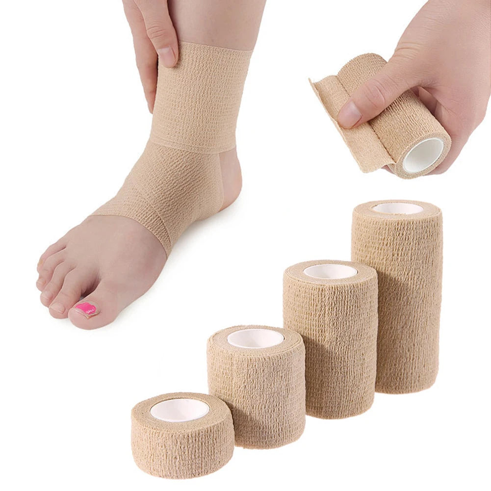 Sports Fixing Finger Wrist Leg 5 Pcs 2.5/5/7.5/10cm Self Adhesive Elastic Bandage Cohesive Non-woven Wraps Tape Disposable