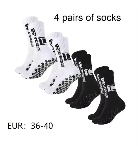 1/4/6 Pairs of Size 36-40 Children's and Women TC Mid Tube Glued Football Non Slip Socks for Sports Training and Competition