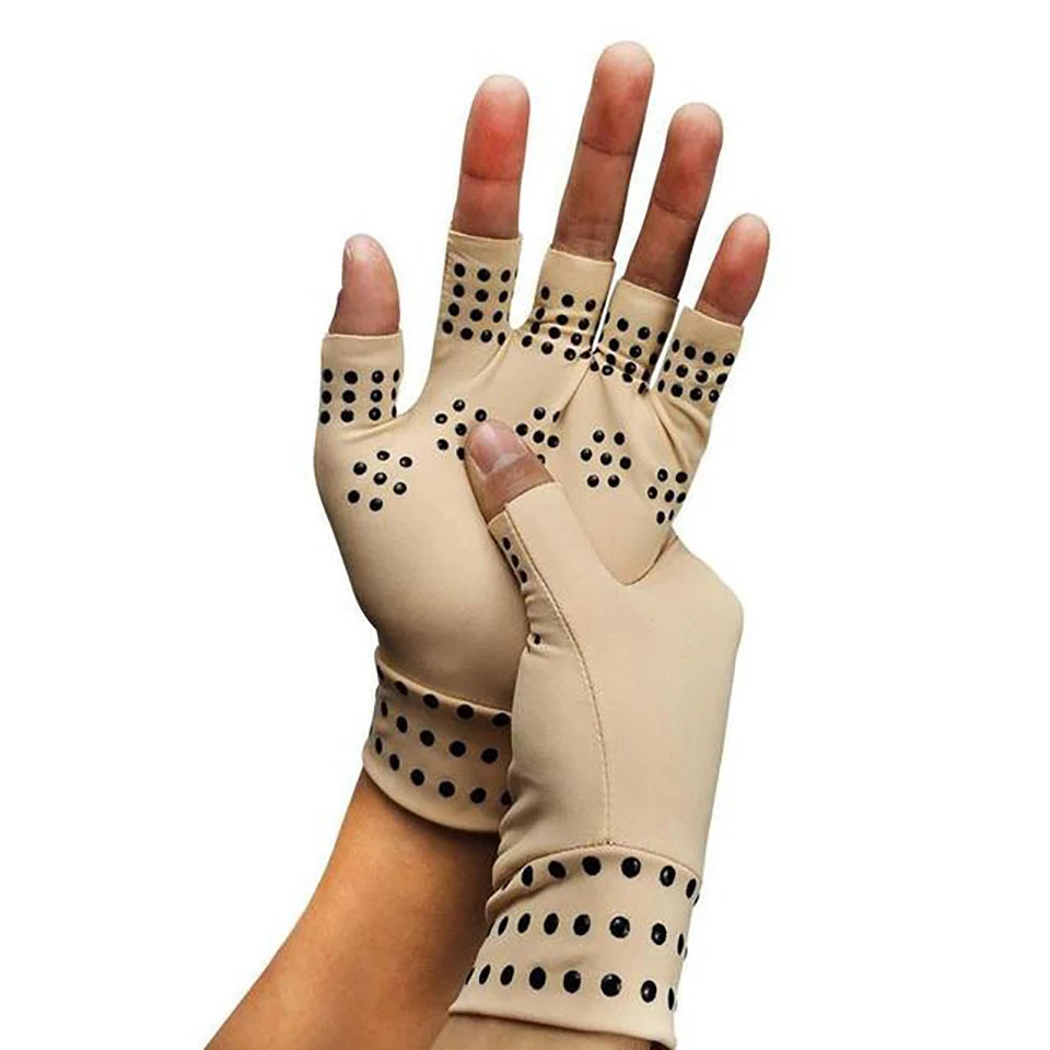 GETINFIT Dispensing Pressure Half Finger Gloves Outdoor Fitness Riding Gloves Non-slip Rehab Gloves Magnetic Physical Therapy