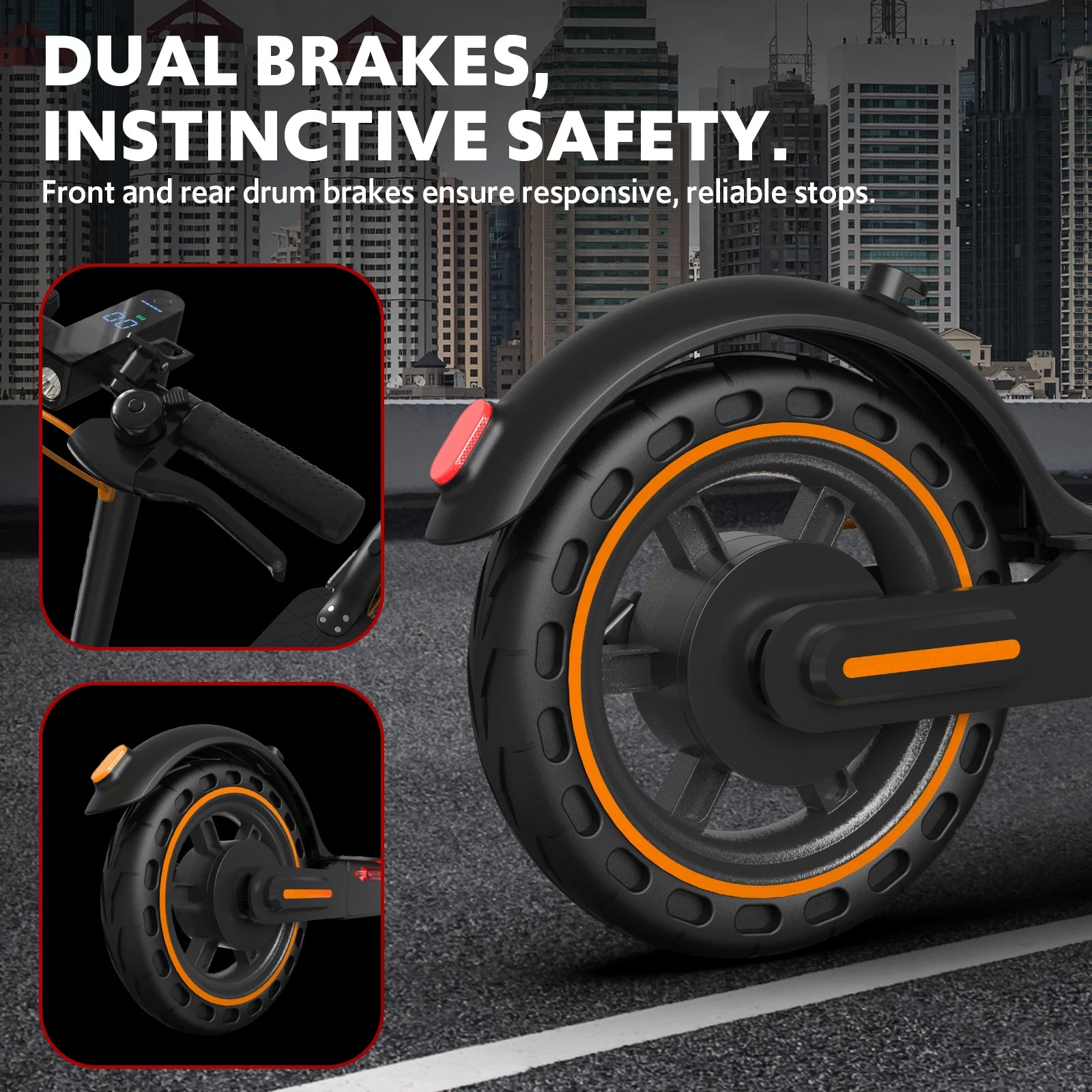 Electric Scooters for Adults,19 MPH 19 Miles Folding E-Scooter Built-in Side Lights, 550W Motor