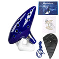 Miwayer Professional Alto C Ceramic Ocarina, 12 Tones Portable Musical Instrument with Storage Bag Neck String Music Book