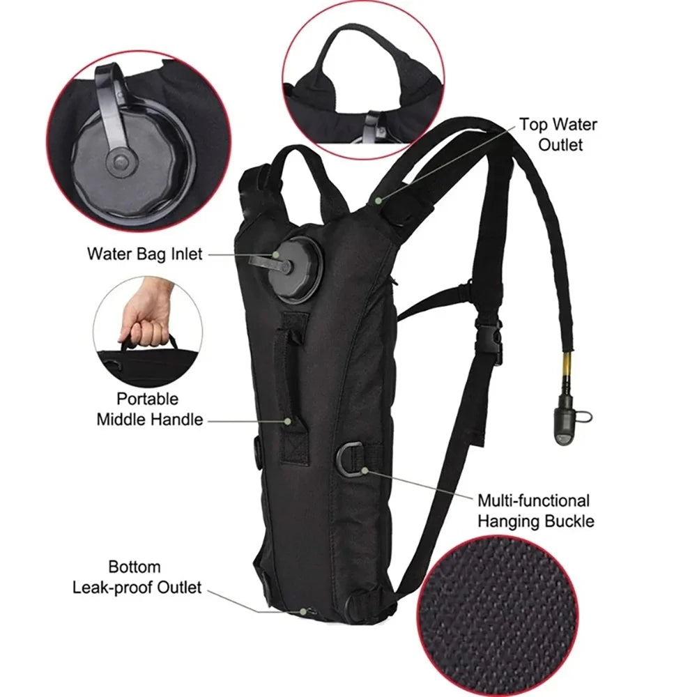 3L Waterproof Water Bag Outdoor Sports Backpack Travel Cycling Mountaineering Tactics Convenient Water Bottle Water Bag