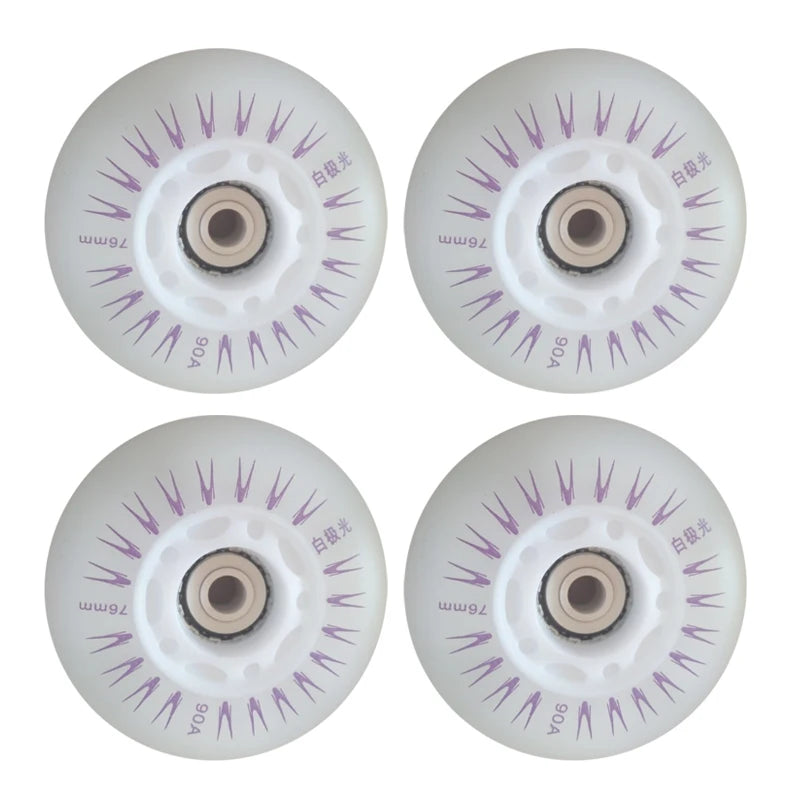 4pcs Flash Inline Skate Wheels 90a LED Lighting Skating Wheels 68/72/76//80mm Speed Skates Rock Fancy Roller Skates PU Tyres