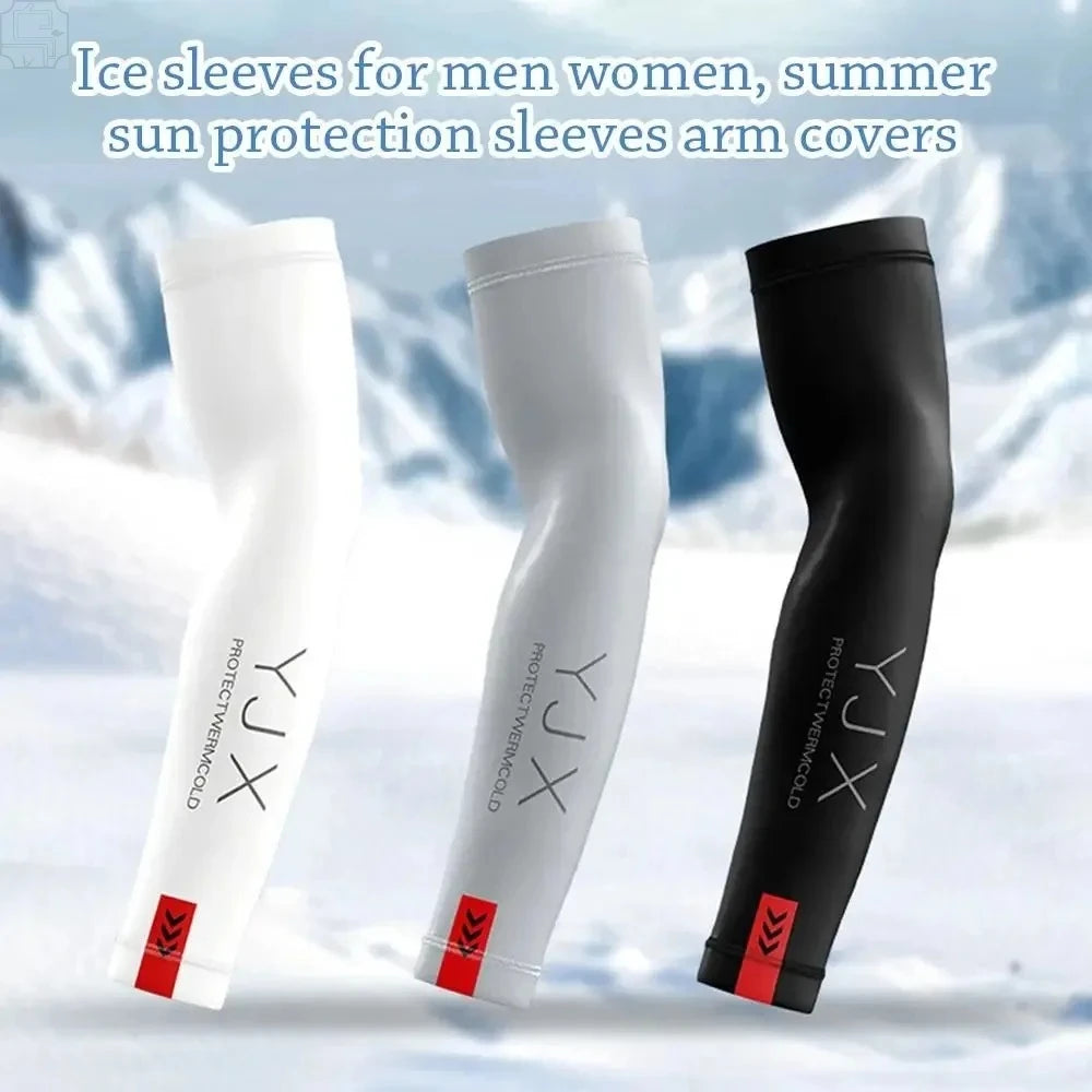 1Pair Summer Arm Sleeves for Running Outdoor Cycling Driving Breathable Ice Silk Elastic Sun Protection Men Women Arm Cover