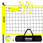 SucceBuy Outdoor Volleyball Net System Adjustable Height Steel Poles with PVC Volleyball Pump Carrying Bag for Backyard Lawn