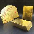55pcs 24K Gold Foil Playing Cards, Waterproof Durable Golden Plastic Pokers for Magic & Leisure Game