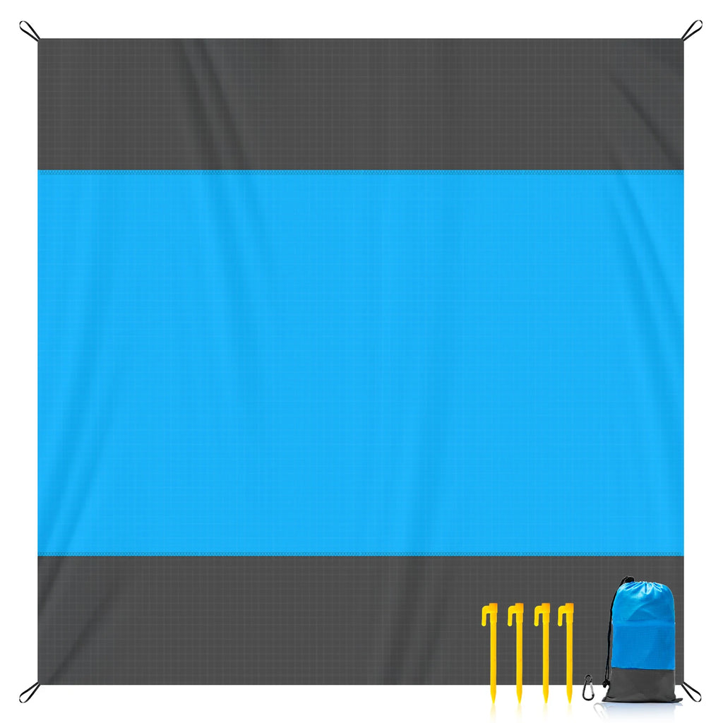Multiple Sizes Beach Blanket Sandproof Waterproof Large Quick Drying Outdoor Picnic Mat with 4 Stakes for Travel Camping Hiking