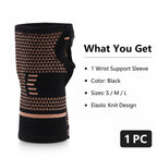 Wrist Support Sleeve Compression Brace with Thumb Opening Breathable Knit Hand Wrap for Sports Fitness Gym Daily Use Black S M L