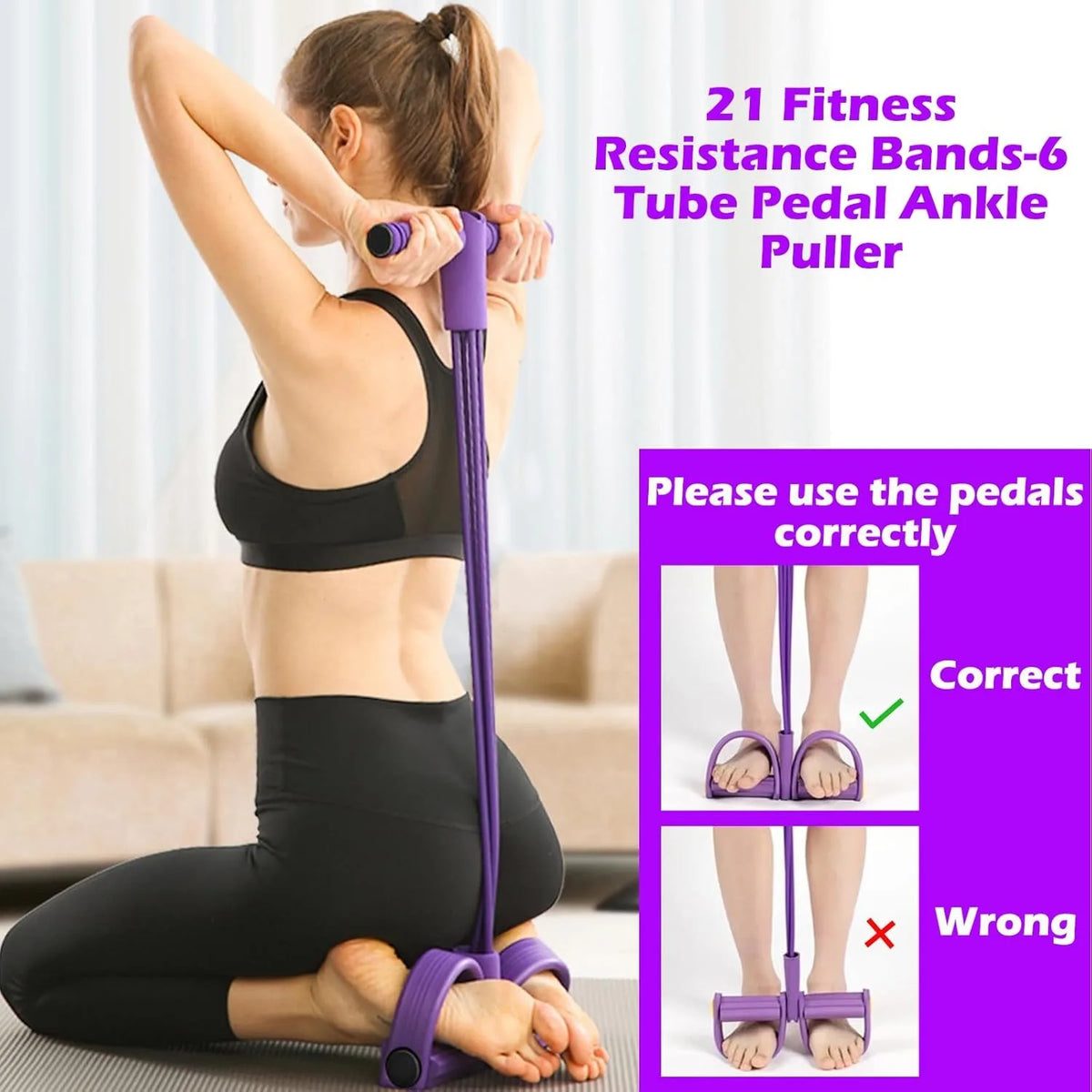 1pcs Multifunctional Yoga Pedal Resistance Band, Home Workout Equipment, Abdominal Exercise Auxiliary Equipment, Pilates Tension Rope, Suitable for Home Exercise Yoga Training，Home Gym Equipment for Full Body Strength for A