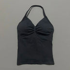 NCOYOE Women Gym Tank Top Sports V Neck Seamless Slim Fit Longline Yoga Top Running Fitness Workout Activewear Top
