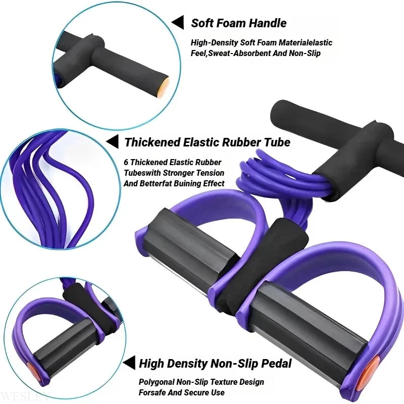 Four-Tube Pedal Tensioner Multi-Functional Household Fitness Equipment Yoga Abdominal Strengthening Elastic Band Tension Rope