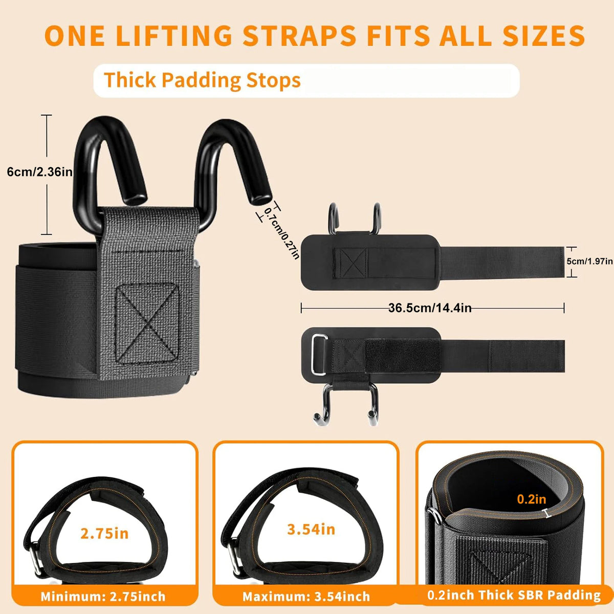 1 Pair Lifting Hooks & Padded Wrist Straps, Deadlift Grips for Weight Lifting, Pull-ups, Shrugs and Powerlifting
