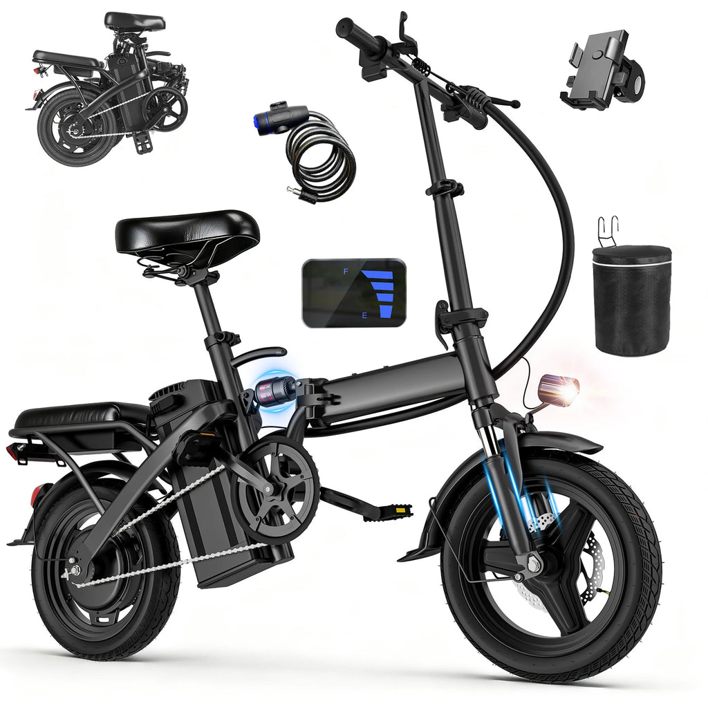 560W Adult Electric Bikes,24MPH,48V10.4AH Removable Battery,14inch Folding Electric Bike,Multi-Shock Absorption Electric Bicycle